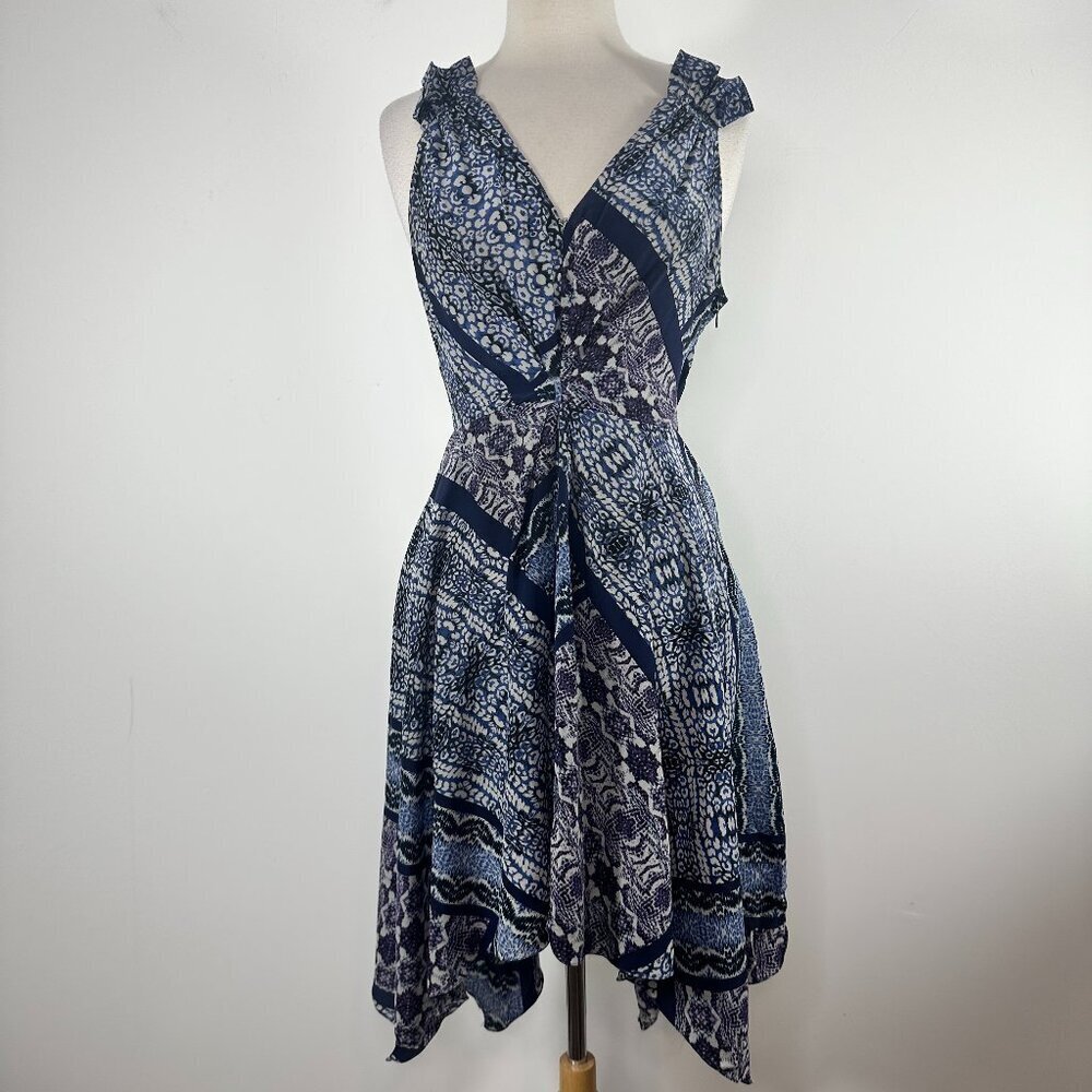 Y2K Yoana Baraschi Silk Asymmetrical Sleeveless Dress Blue Gray Women's Sz 10